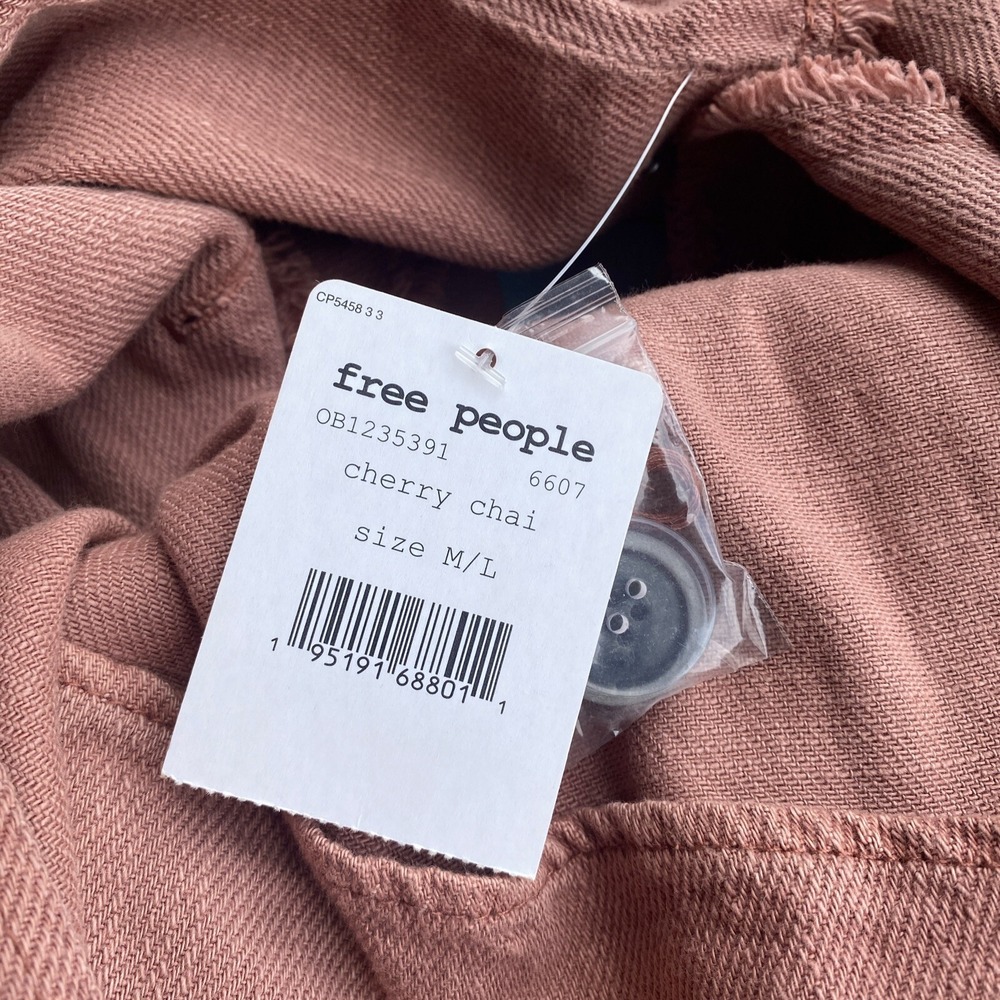 NEW FREE PEOPLE Kelly TRENCH COAT Size M/L Cherry Chai NWT Side Slits Raw Hem - Picture 5 of 5